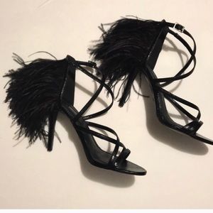 Black Feather Heels